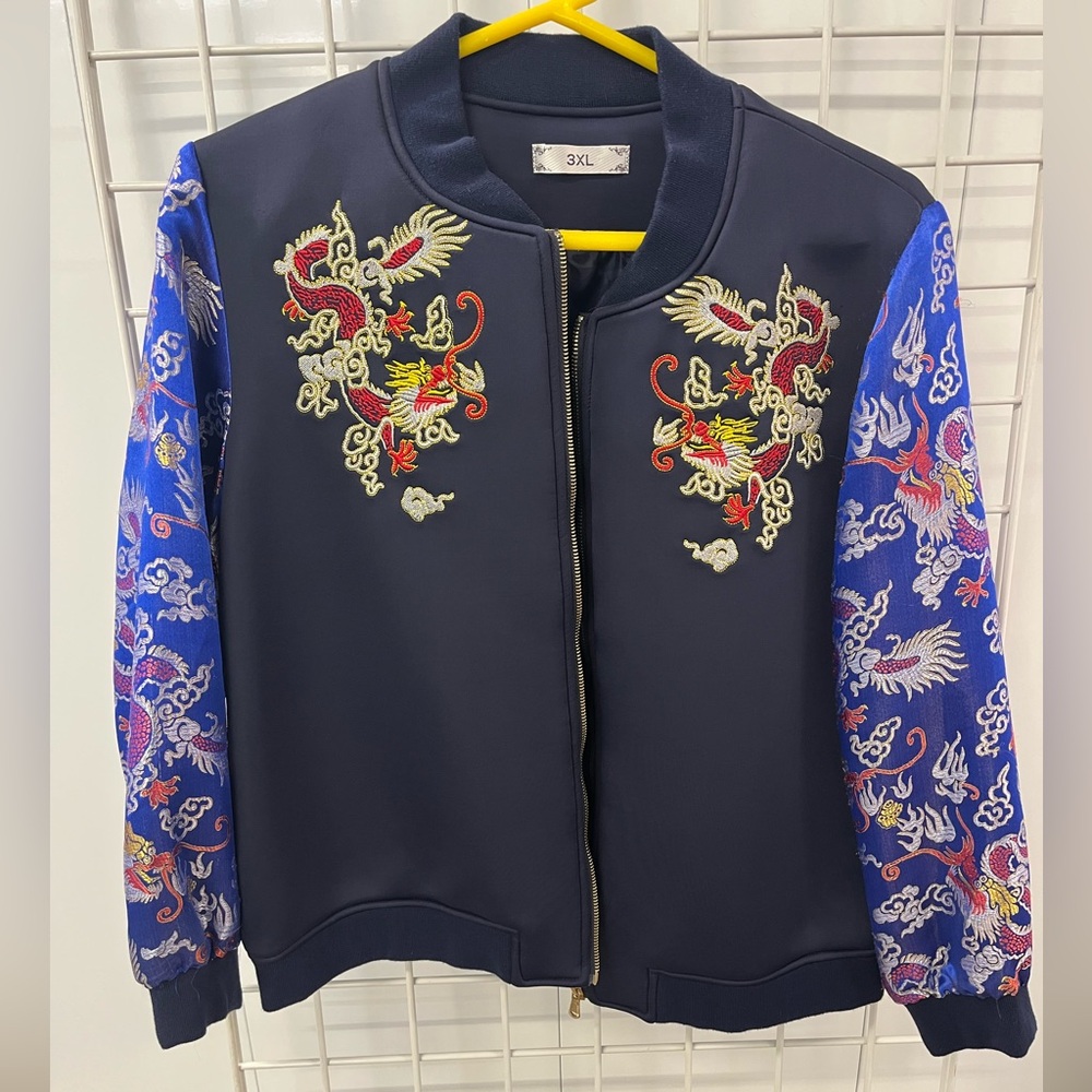 ✨🐉 Beautiful Dragon Embroidered Bomber Jacket